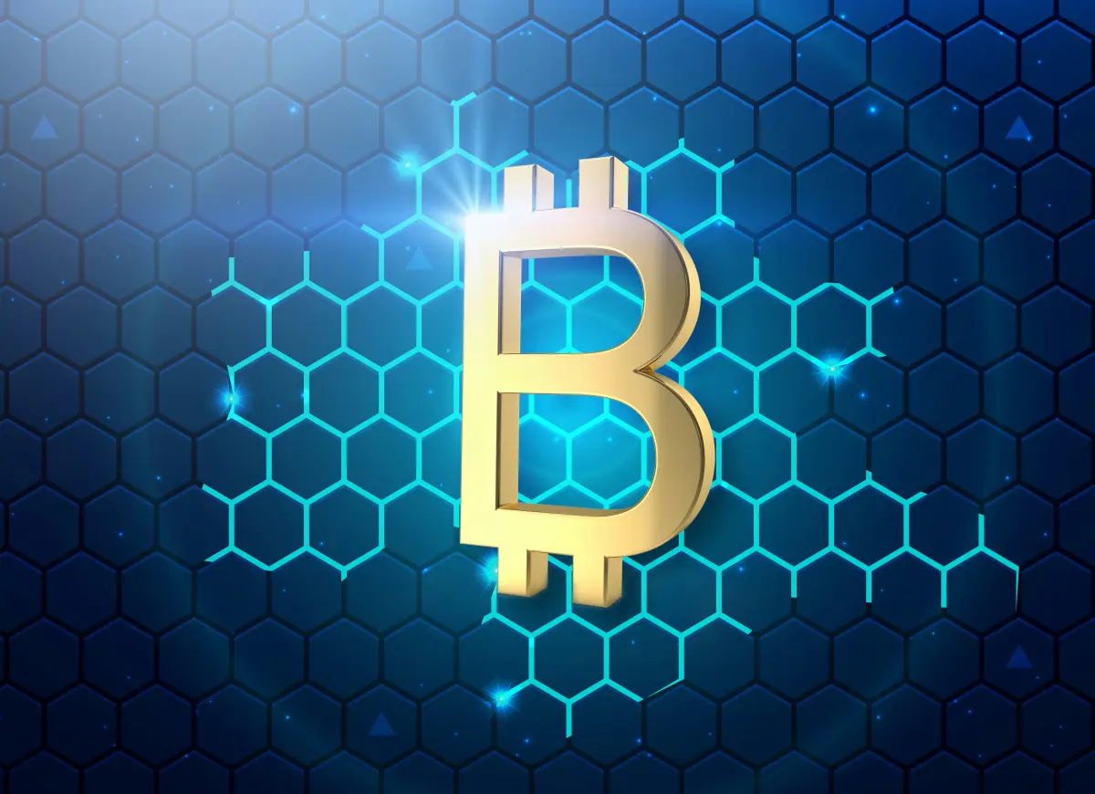 Blockchain and cryptocurrency digital network illustration