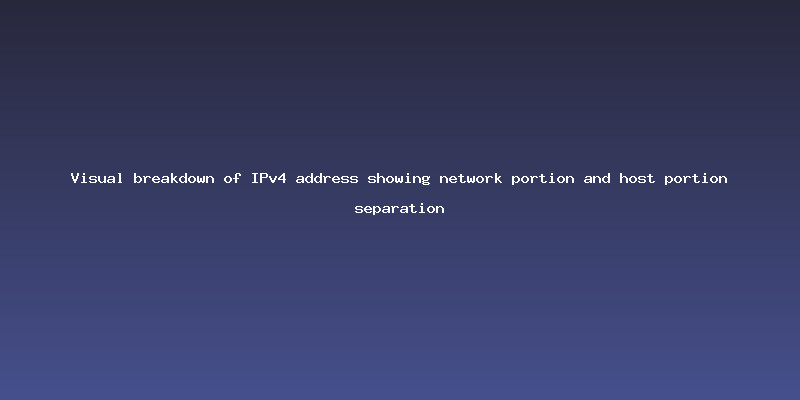 Visual breakdown of IPv4 address showing network portion and host portion separation