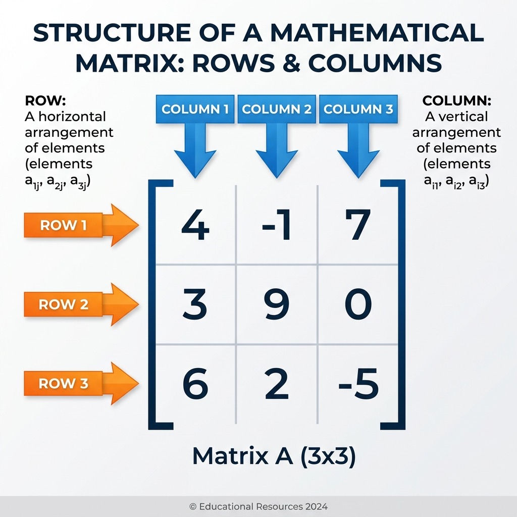Diagram showing rows and columns in a matrix structure