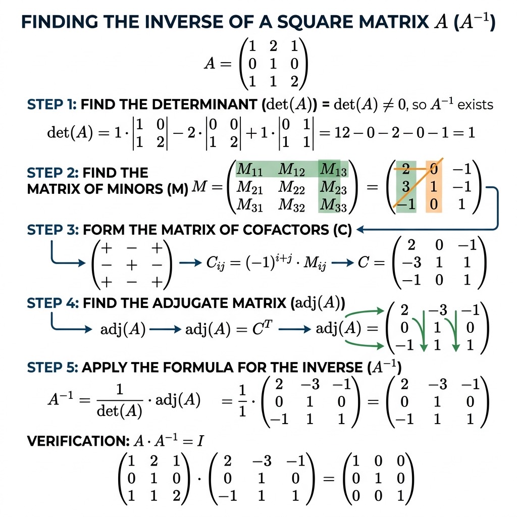 Matrix inverse calculation showing identity matrix result