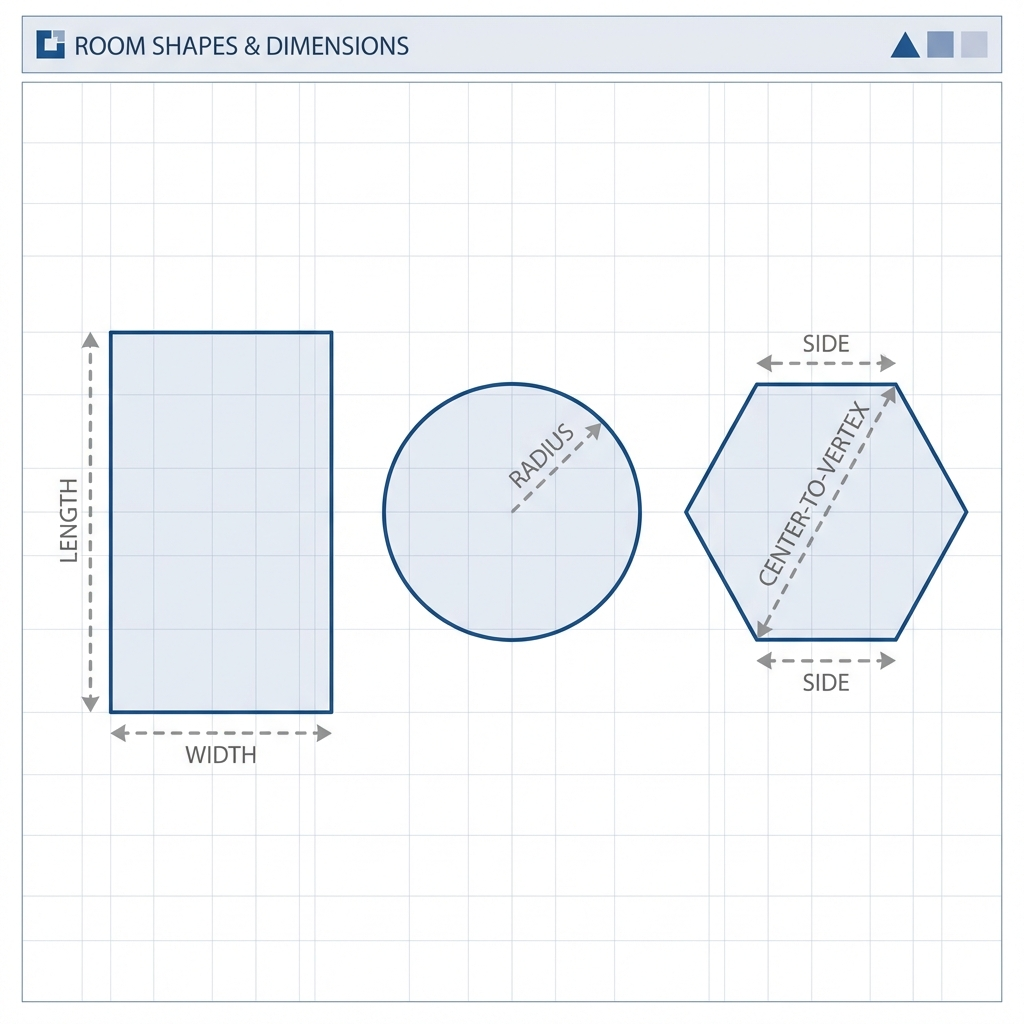 Room shape measurement diagrams