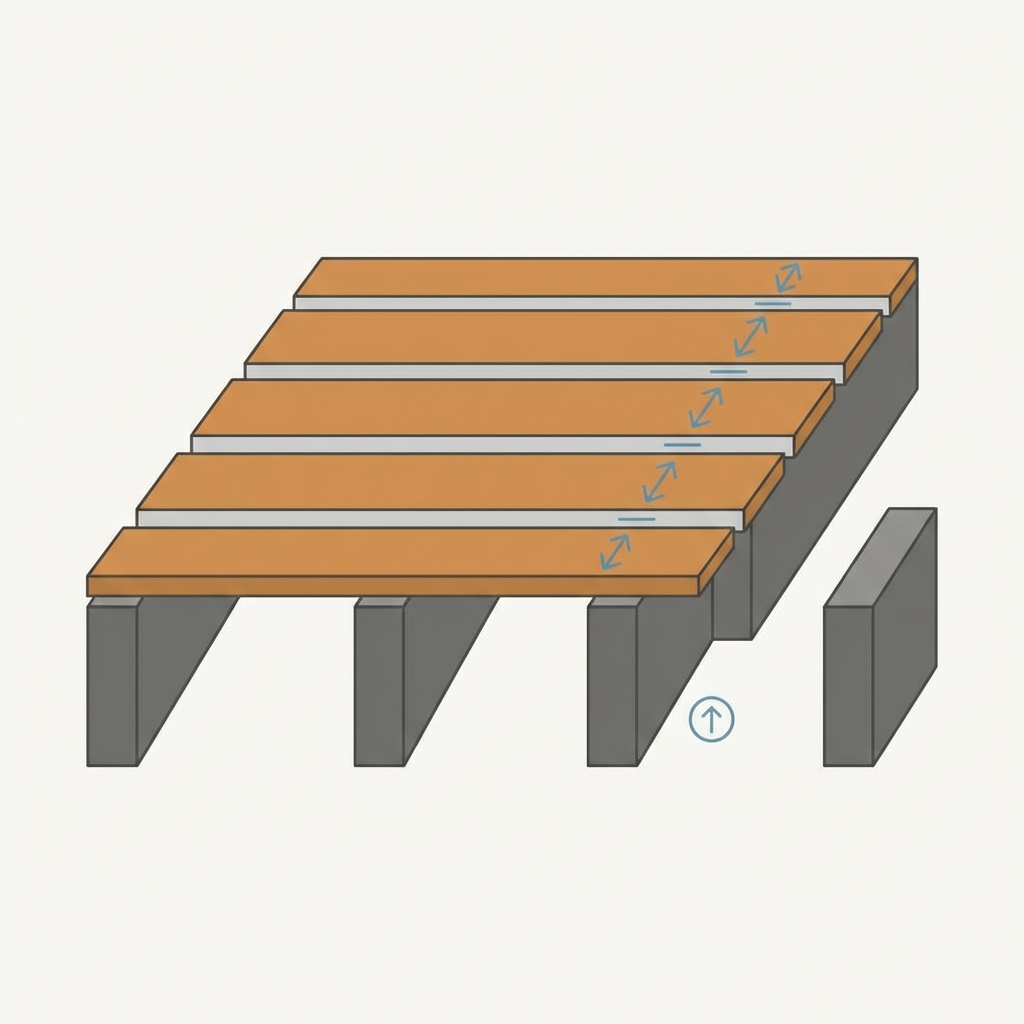 Deck boards and joist layout diagram