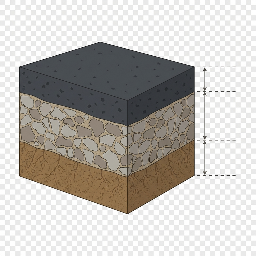 Diagram showing asphalt layers