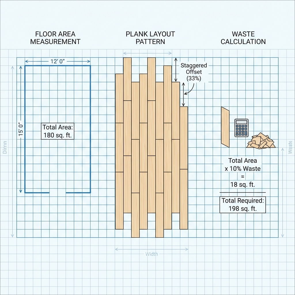 Flooring installation and measurement diagram