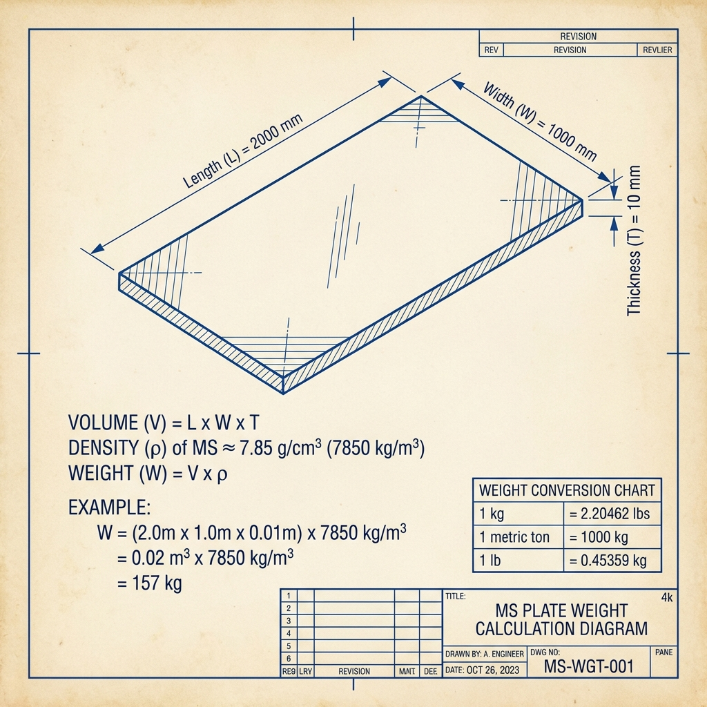 Steel plate volume and weight calculation diagram