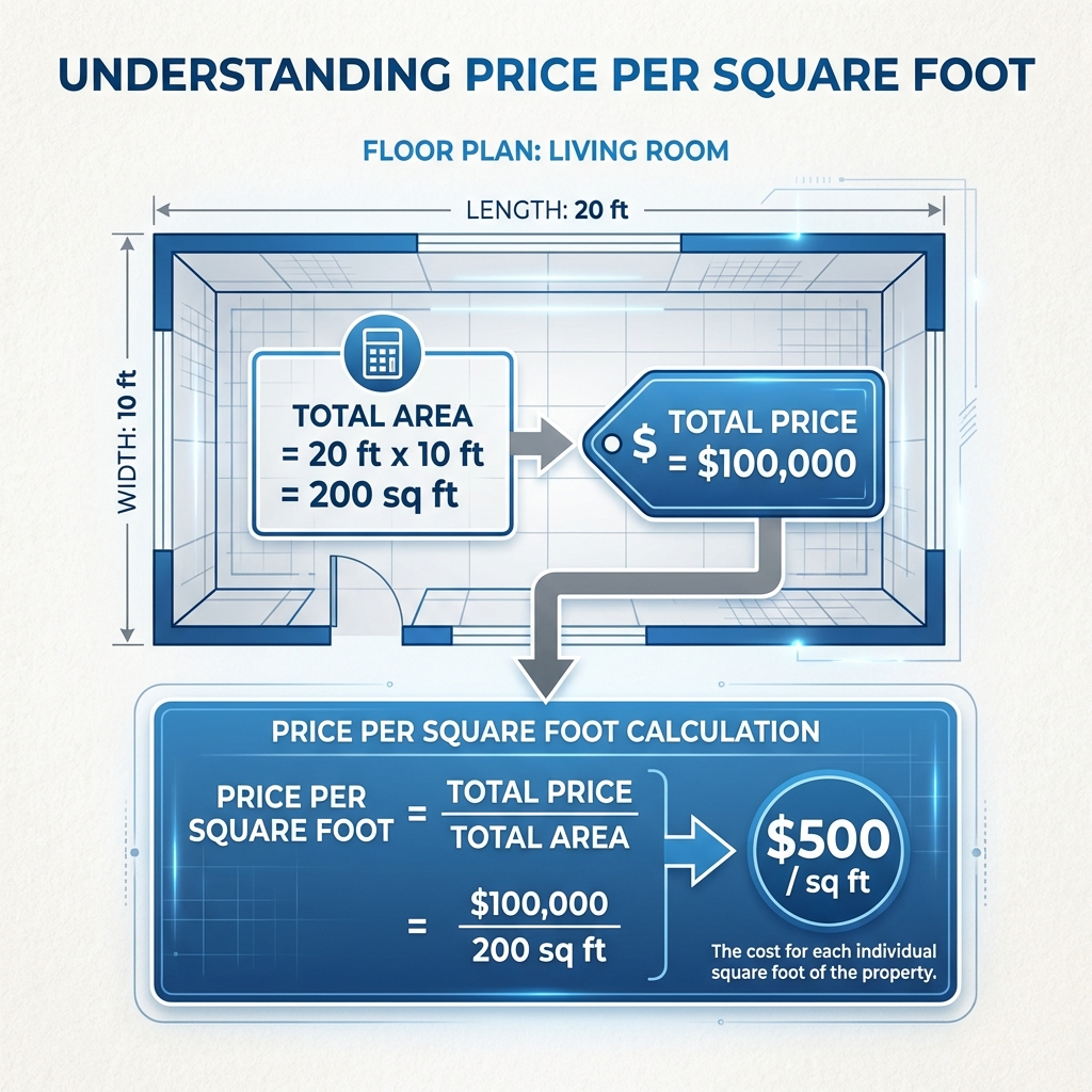 Real estate value and floor area measurement diagram