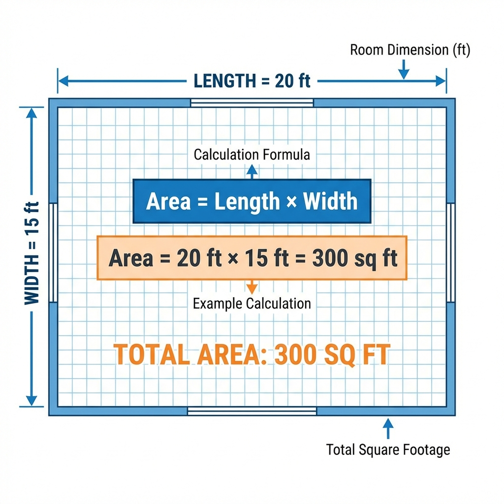 Common geometric shapes and their area formulas diagram