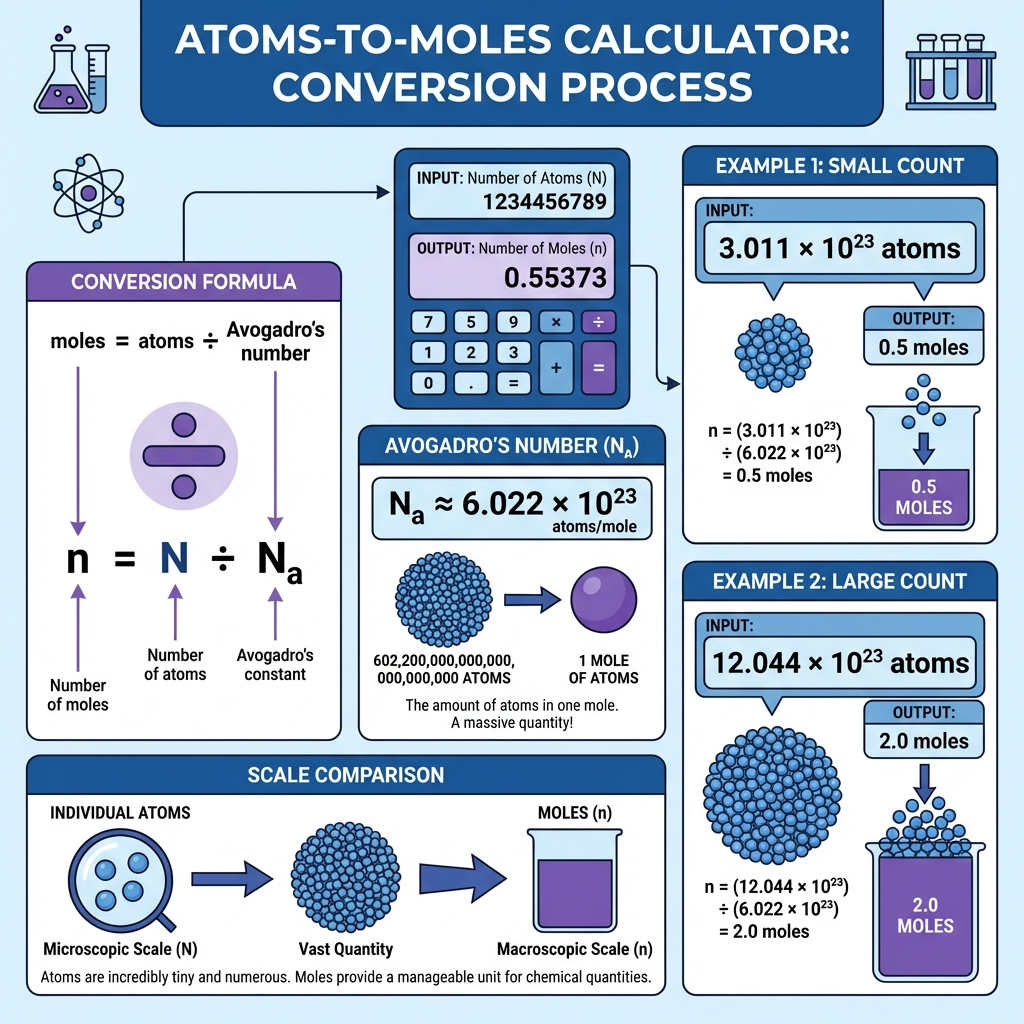 Atoms to Moles Conversion Details