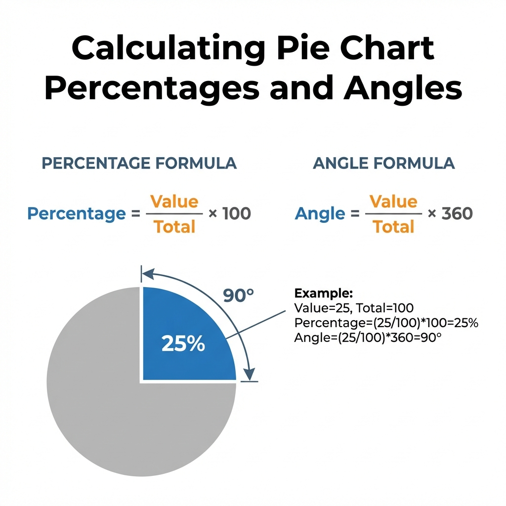 Pie Chart Percentage and Angle Calculation Details