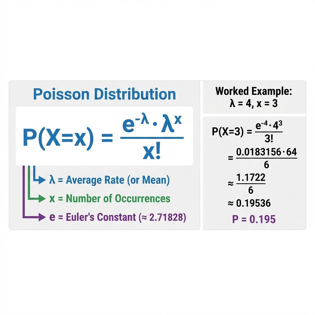 Poisson Distribution Formula and Worked Example Details