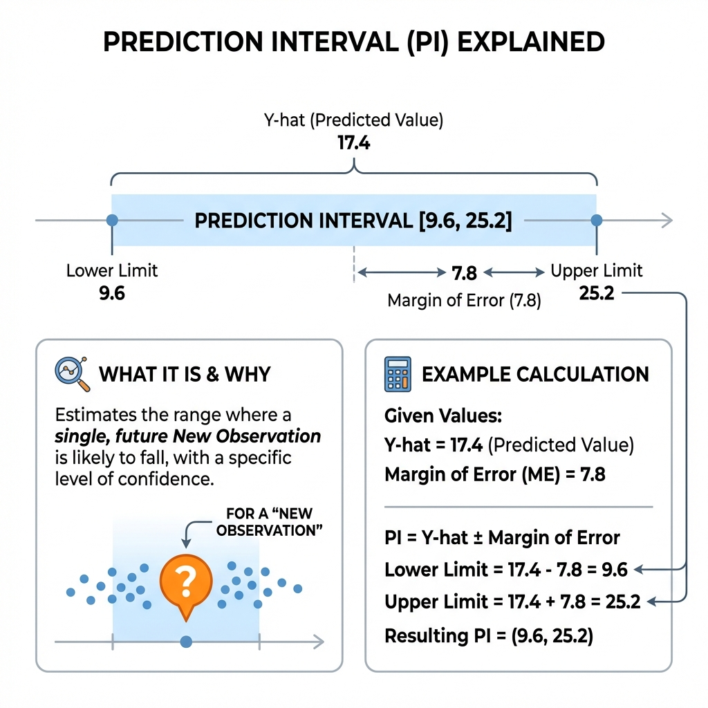 Prediction Interval Range and Margin of Error Details