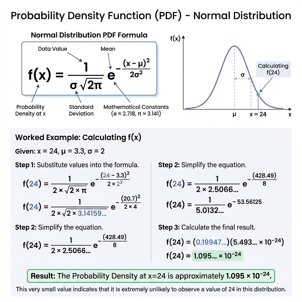 Probability Density Function Formula and Worked Example Details