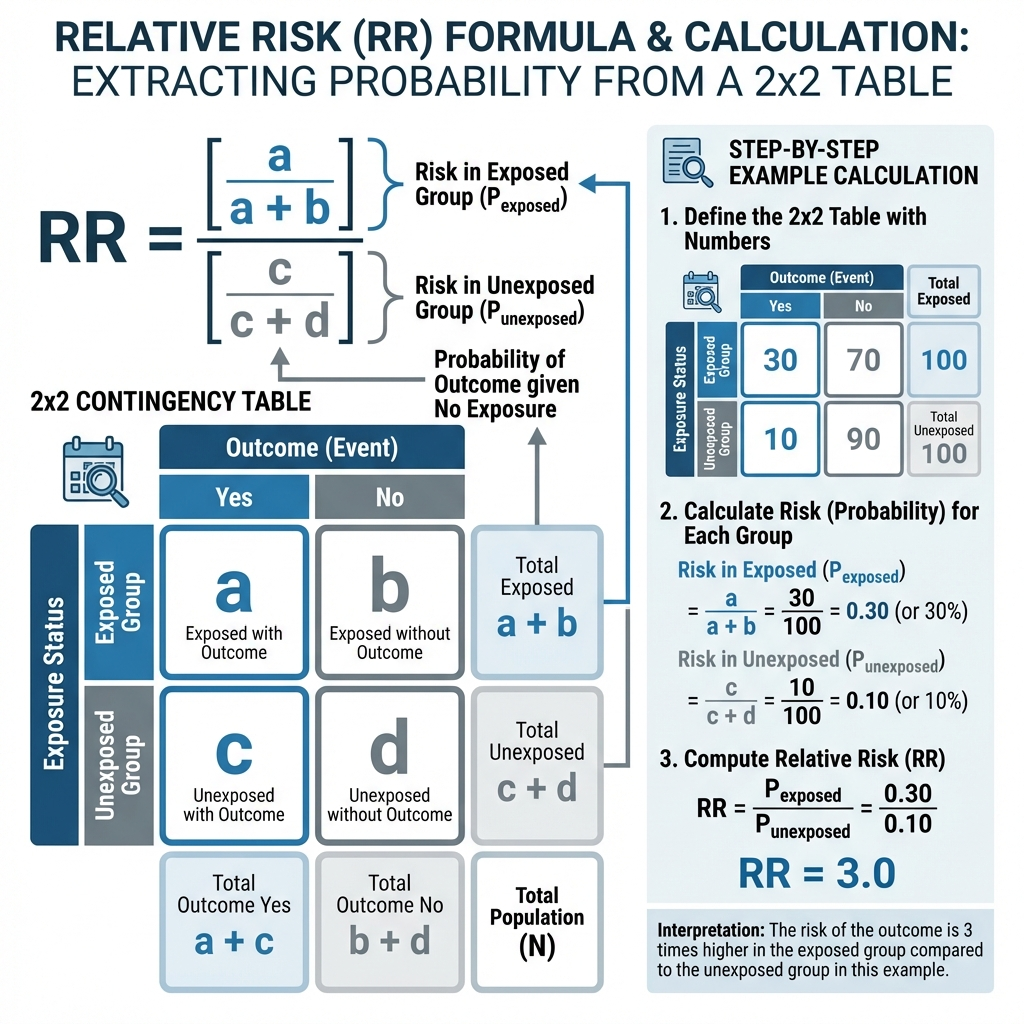 Step-by-Step Relative Risk Calculation Infographic