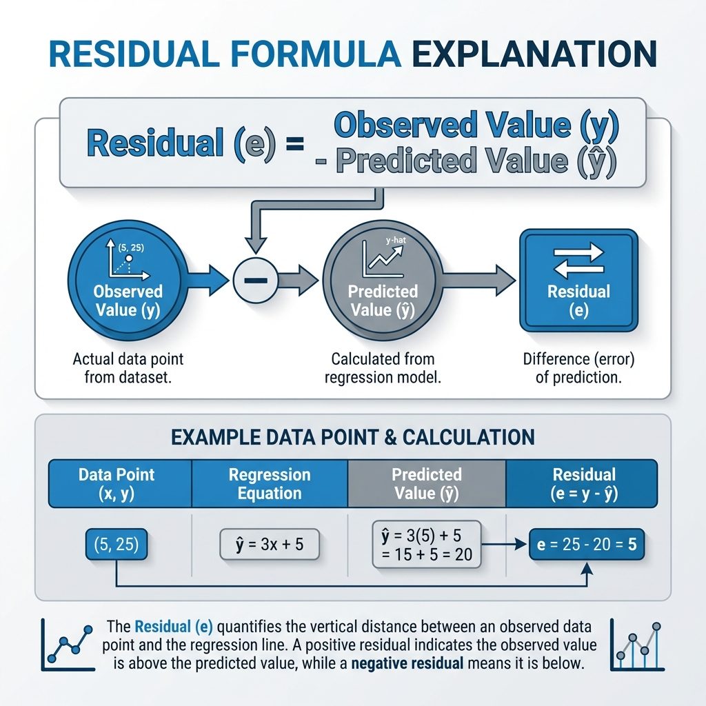 Residual Formula and Calculation Infographic