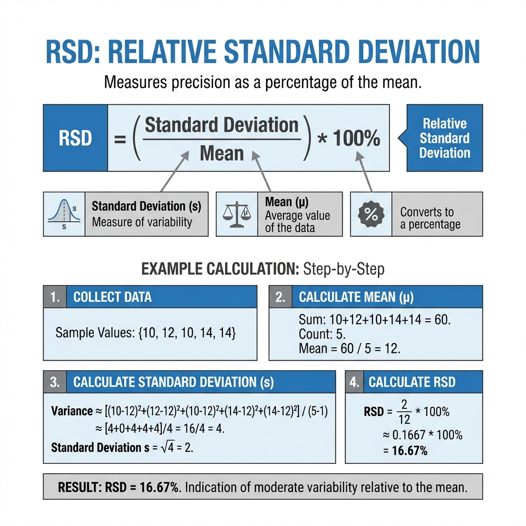 RSD Formula and Calculation Infographic