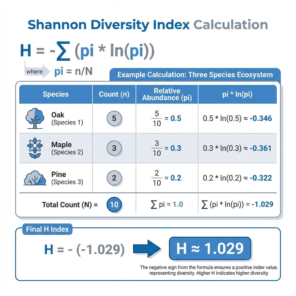 Shannon Diversity Index Calculation Details